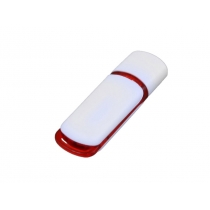 Флешка промо прямоугольной классической формы с цветными вставками, 4 Гб, белый/красный