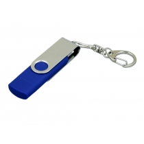 Флешка с  поворотным механизмом, c дополнительным разъемом Micro USB, 64 Гб, синий
