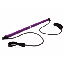Палка гимнастическая с эспандерами Pilates Studio, черный/фиолетовый