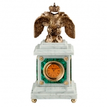 Часы интерьерные Орел (бронза, малахит, патина)