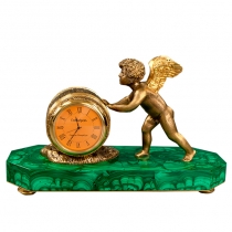 Часы интерьерные Купидон (бронза, малахит, позолота)
