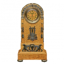 Часы интерьерные Спарта (бронза, карельская береза, патина)