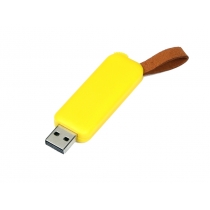 USB-флешка промо на 64 ГБ прямоугольной формы, выдвижной механизм, желтый