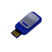 USB-флешка промо на 16 Гб прямоугольной формы, выдвижной механизм, синий