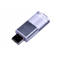 USB-флешка промо на 32 Гб прямоугольной формы, выдвижной механизм, белый