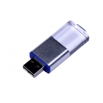 USB-флешка промо на 64 ГБ прямоугольной формы, выдвижной механизм, синий