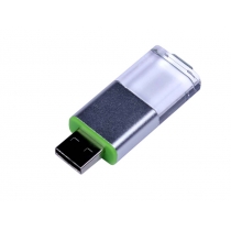 USB-флешка промо на 64 ГБ прямоугольной формы, выдвижной механизм, зеленый