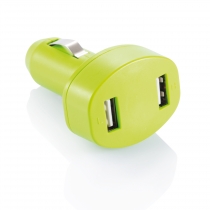 Зарядное устройство для автомобиля с 2 USB-портами, зеленый