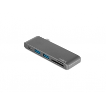 Сетевой USB адаптер/концентратор 5 в 1 Rombica Type-C M2, серый