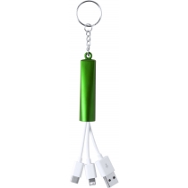 Кабель-брелок micro USB, USB-C и Lightning, зеленый