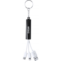Кабель-брелок micro USB, USB-C и Lightning, черный