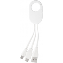 Кабель-брелок micro USB, USB-C и Lightning, белый