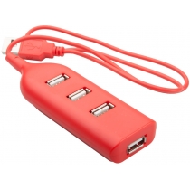 USB-хаб на 4 порта, красный