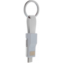 Кабель-брелок micro USB, USB-C и Lightning, белый