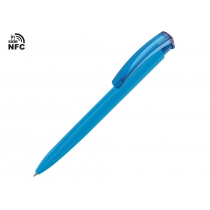 Ручка пластиковая шариковая трехгранная Trinity K transparent Gum soft-touch с чипом передачи информации NFC, голубой