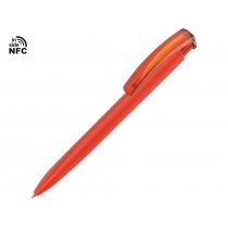 Ручка пластиковая шариковая трехгранная Trinity K transparent Gum soft-touch с чипом передачи информации NFC, оранжевый