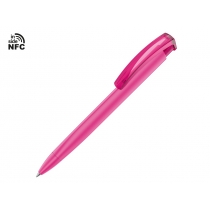 Ручка пластиковая шариковая трехгранная Trinity K transparent Gum soft-touch с чипом передачи информации NFC, розовый