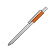 Ручка металлическая шариковая Bobble с силиконовой вставкой, серый/оранжевый