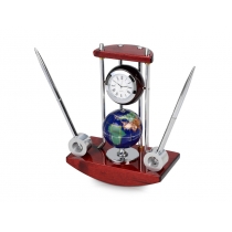 Настольный прибор Сенатор: часы с глобусом, две ручки на подставке