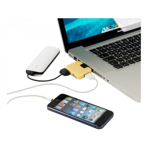 USB Hub Gaia на 4 порта, желтый