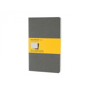 Записная книжка Moleskine Cahier (в клетку, 3 шт.), Large (13х21см), серый