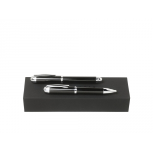 Подарочный набор: ручка шариковая, ручка-роллер. Hugo Boss, черный/серебристый