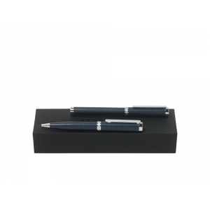 Подарочный набор: ручка шариковая, ручка-роллер. Hugo Boss, темно-синий/серебристый