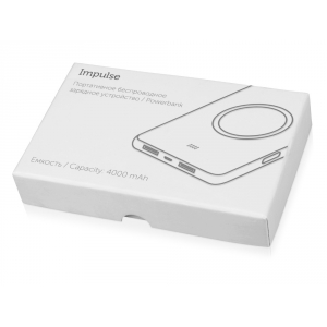 Портативное беспроводное зарядное устройство Impulse, 4000 mAh, белый