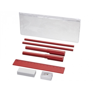 Набор Mindy: ручки шариковые, карандаши, линейка, точилка, ластик, красный