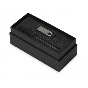 Подарочный набор Qumbo с ручкой и флешкой, черный