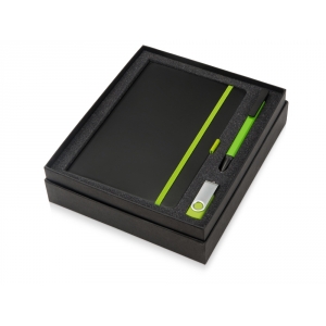 Подарочный набор Q-edge с флешкой, ручкой-подставкой и блокнотом А5, зеленый