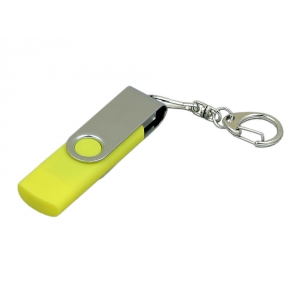 Флешка с  поворотным механизмом, c дополнительным разъемом Micro USB, 64 Гб, желтый