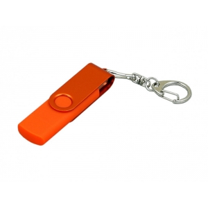 Флешка с поворотным механизмом, c дополнительным разъемом Micro USB, 64 Гб, оранжевый