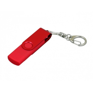 Флешка с поворотным механизмом, c дополнительным разъемом Micro USB, 64 Гб, красный