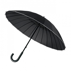 Зонт-трость Ella механический с кожаной ручкой, черный