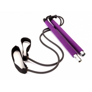 Палка гимнастическая с эспандерами Pilates Studio, черный/фиолетовый