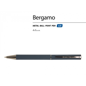 Ручка Bergamo шариковая автоматическая, синий металлический корпус, 1.0 мм, синяя