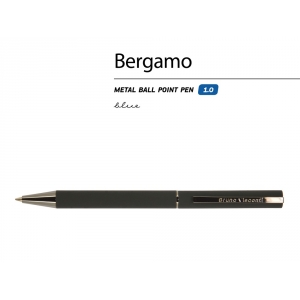 Ручка Bergamo шариковая автоматическая, черный металлический корпус, 1.0 мм, синяя