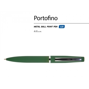 Ручка Portofino шариковая  автоматическая, зеленый металлический корпус, 1.0 мм, синяя
