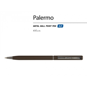 Ручка Palermo шариковая  автоматическая, коричневый металлический корпус, 0,7 мм, синяя