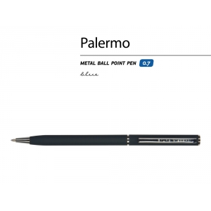 Ручка Palermo шариковая  автоматическая, сине-черный металлический корпус, 0,7 мм, синяя