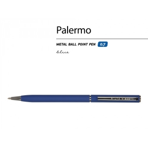 Ручка Palermo шариковая  автоматическая, синий металлический корпус, 0,7 мм, синяя