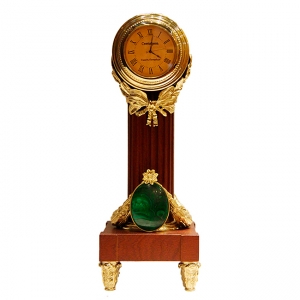 Часы интерьерные Картье (бронза, малахит, красное дерево, патина)