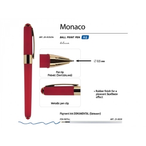 Ручка пластиковая шариковая Monaco, 0,5мм, синие чернила, красный