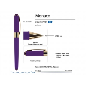 Ручка пластиковая шариковая Monaco, 0,5мм, синие чернила, фиолетовый