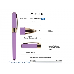 Ручка пластиковая шариковая Monaco, 0,5мм, синие чернила, сиреневый