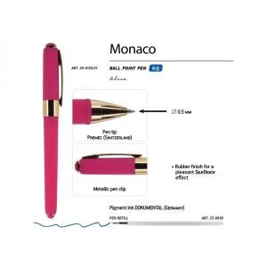 Ручка пластиковая шариковая Monaco, 0,5мм, синие чернила, малиновый