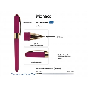 Ручка пластиковая шариковая Monaco, 0,5мм, синие чернила, пурпурный