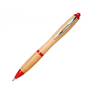 Шариковая ручка Nash из бамбука, натуральный/красный
