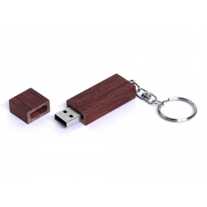 USB-флешка на 64 ГБ прямоугольная форма, колпачек с магнитом, коричневый